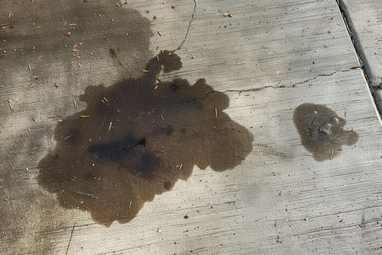 A Closeup on Oil Stain on Concrete