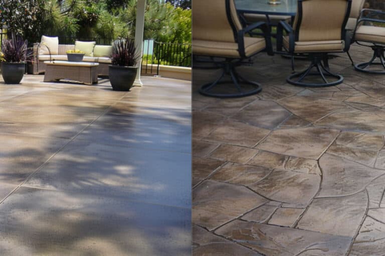 Stamped and Stained Concrete Side-by-Side Photo