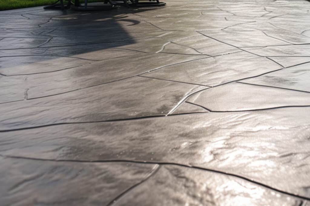 A Closeup View of a Stamped Concrete Patio